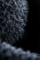 Texture of black fleece, shaggy high-tech synthetic knit