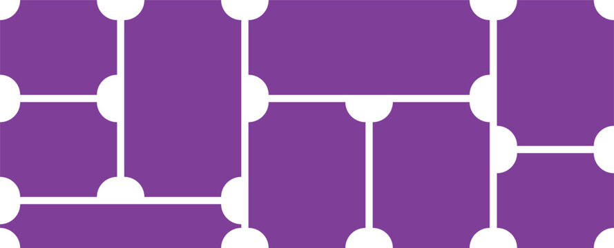 Abstract geometric pattern of purple blocks with white connection lines and rounded corners
