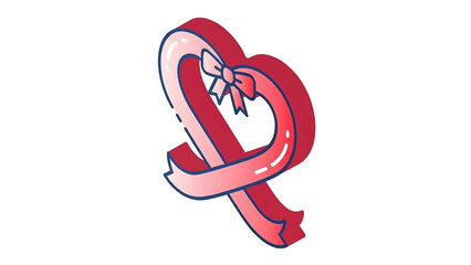 Obraz premium Pink and red ribbon with bow