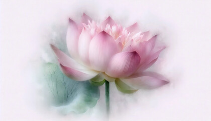 A pink lotus watercolor photographic print, Ai generated image