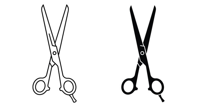 Two pairs of scissors one outlined and one in dark silhouette