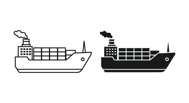 Two distinct cargo ship designs a detailed and a bold silhouette