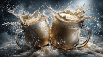 Cheers mugs clinking bar scene action