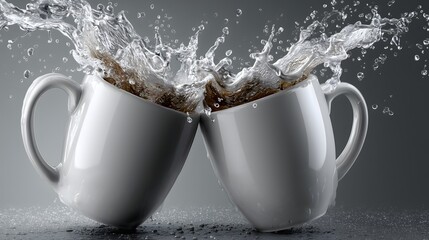 Crisp splash of clinking mugs studio