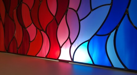 Vibrant Abstract Stained Glass Color Gradient Backlit Detail