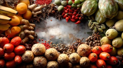Vibrant street market fruit display