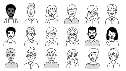 Diverse People Avatars Vector Illustration Set