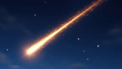 Bright meteor streaks across a starry night sky
