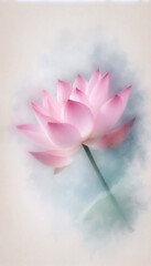 An elegant romantic lotus art print, Ai generated image