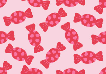 Wrapped candies background. Vector seamless pattern with candies sweets