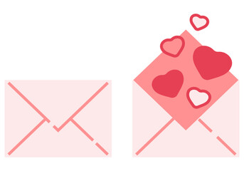 Valentines Envelope with Hearts. Love symbol vector illustration. Mail or Letter concept for Mother's and Women's Day