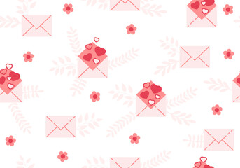 Valentine Letters Seamless Pattern. Love symbol vector illustration. Mail or Letter concept for Mother's and Women's Day
