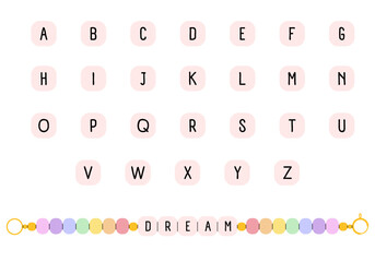Alphabet letter beads. Kid beaded bracelets design kit. Best friends forever BFF, besties and lucky handmade jewelry, DIY friendship bracelet