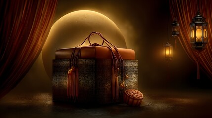 Dark lunar mooncake display mockup