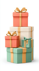 Colorful gift boxes with ribbons and bows in a festive arrangement