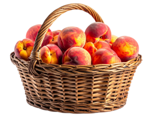 Minimalist Peach Basket Arrangement with Negative Space, Top View, Transparent PNG