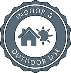 Indoor and Outdoor Use Badge Icon for Product Labeling and Marketing Materials