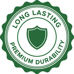 Green Long Lasting Premium Durability Badge Icon for Quality Assurance and Product Guarantee