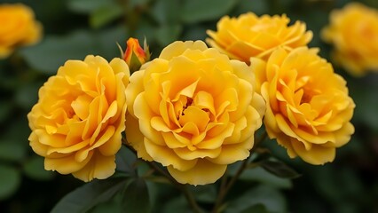 Vibrant yellow roses in full bloom