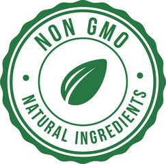 Non GMO Natural Ingredients Badge Vector &ndash; Organic Food Label, Eco Friendly Certification Icon