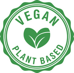 Vegan Plant Based Badge Icon &ndash; Green Eco Friendly Organic Food Label for Packaging and Branding