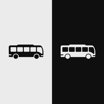 A minimalist black and white bus icon set for public transportation and travel graphics