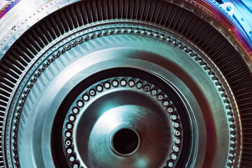 A detailed view of the metal turbine blades used in the gas sector