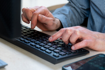 Keyboard Typing By Business Professional In Office Work At Computer Desk, Productivity For Emails, Reports, Forms And Modern Technology Operations