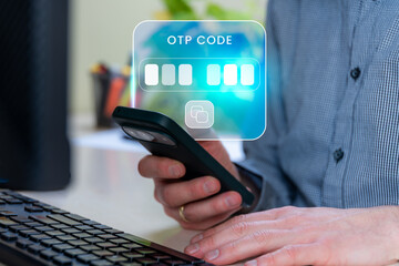 OTP Code Verification On Smartphone Authentication App, 2FA Password Login Security And Privacy Protection, Confirming Identity And Secure Access