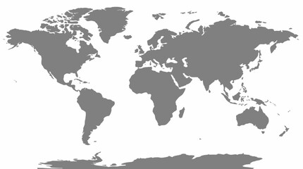 Minimalist Gray World Map Vector with Simplified Continental Shapes on White Background for Educational, Geographic, and Clean Graphic Design Illustration Use