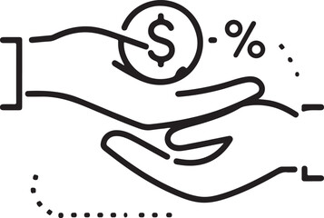 Hand holding a dollar coin icon representing financial assistance or payment
