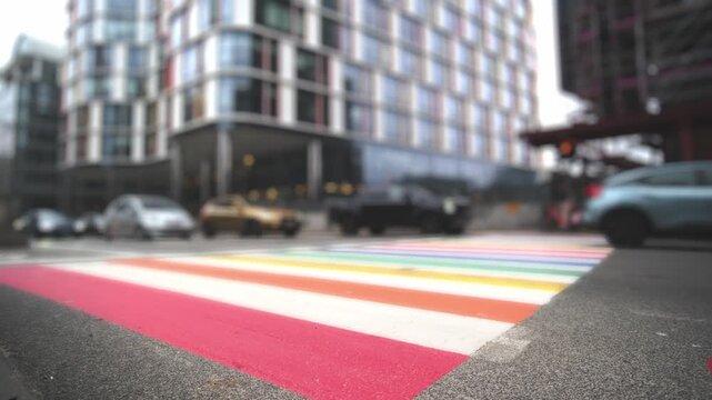 Rainbow-Colored Pedestrian Crossing Near The European Parliament In Brussels