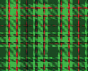 Red Green Tartan Plaid Seamless Scottish Checkered Fabric Texture Pattern