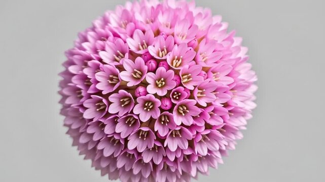 Captivating Pink Floral Spheres on a Subtle Gray Background Displayed in Varying Sizes