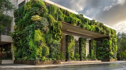 Fototapeta premium vibrant vertical garden oasis adorning architectural facade lush greenery transforming urban spaces