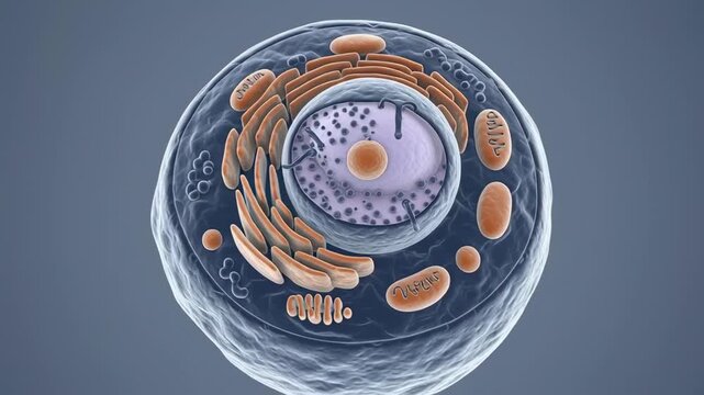 Intricate 3d rendering of a human cell's internal structure and organelles