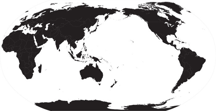 Pacific Centered World Map Editable Vector