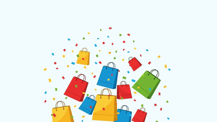 Colorful Shopping Bags and Confetti Celebration Illustration.
