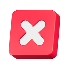 Obraz premium cross white 3d render icon red square