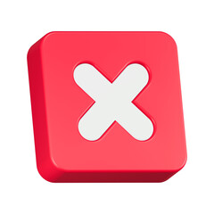 Obraz premium white cross 3d render icon red square