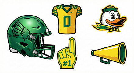 Vibrant Assortment of American Football Fan Essentials and Team Spirit Gear for Game Day Celebration