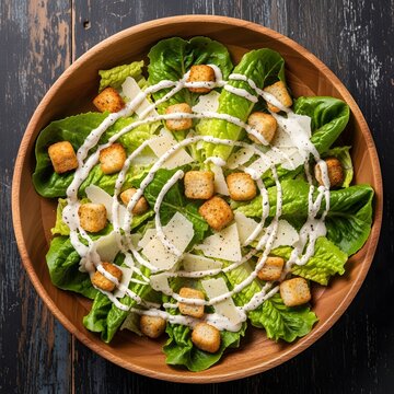 Caesar Salad with Croutons and Dressing