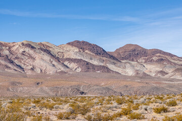 Obraz premium Death Valley National Park, Inyo County, California. Black Mountains (Amargosa Range System). Alluvial deposits. Dantes View Road. Mojave Desert. 