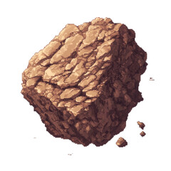 Pixel Art Of A Large Rock With Textured Surface. Retro Gaming And Digital Art Style Isolated On Transparent Background