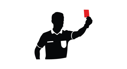 Referee displaying a red card during a sports game a striking black silhouette