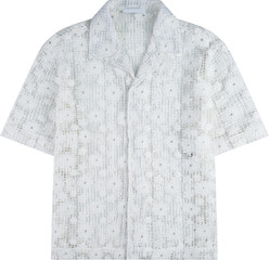 White textured short sleeve shirt