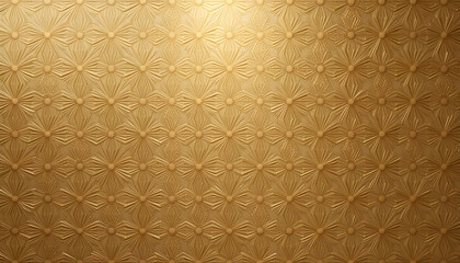 A detailed look at a golden textured surface featuring a repeating geometric pattern with a soft radiant light