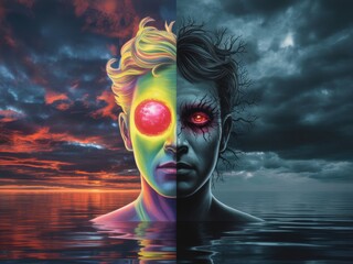  Duality of Human Nature &ndash; Light and Dark Emotional States Concept