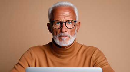 Senior Man on Video Call with Bank Advisor, Trustworthy Financial Consultation Scene