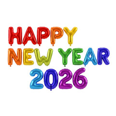 Happy new year 2026 isolated on transparent background